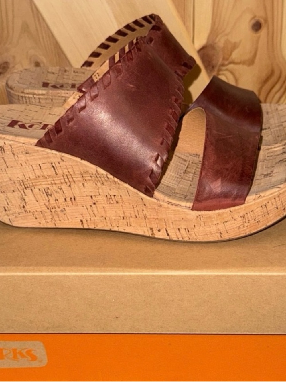 Kork-Ease Brown Cork Wedge Sandals Platform; Slip-on; Sz 9; Very good condition
